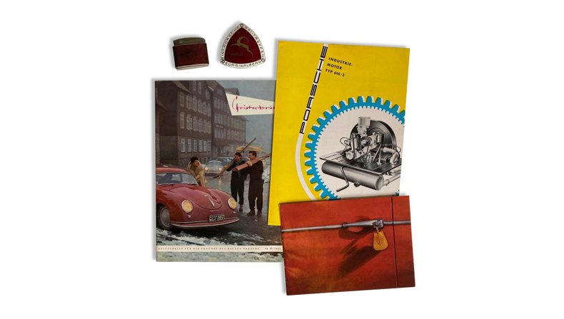 Broad Arrow Auctions | Assorted 356 A and B 'Werbegeschenk' Factory Accessory Items and Literature Pieces