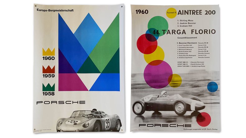 For Sale 1960 Formula Two / Targa Florio and 1960 Europa-Bergmeisterschaft Porsche Factory Racing Posters