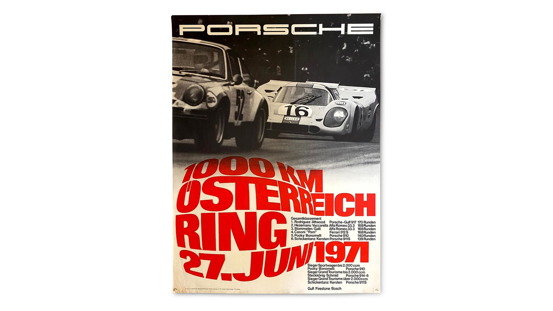 Group of 13 porsche sports racing prototype 917 factory racing posters 1969 1971