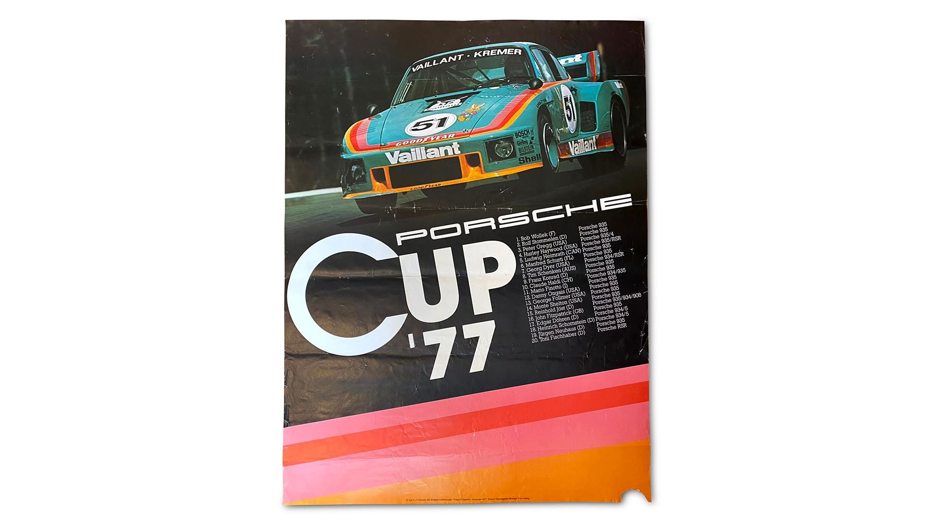 Group of 17 porsche factory racing 934 935 911 sc rallye and advertising 928 posters 1977 1979