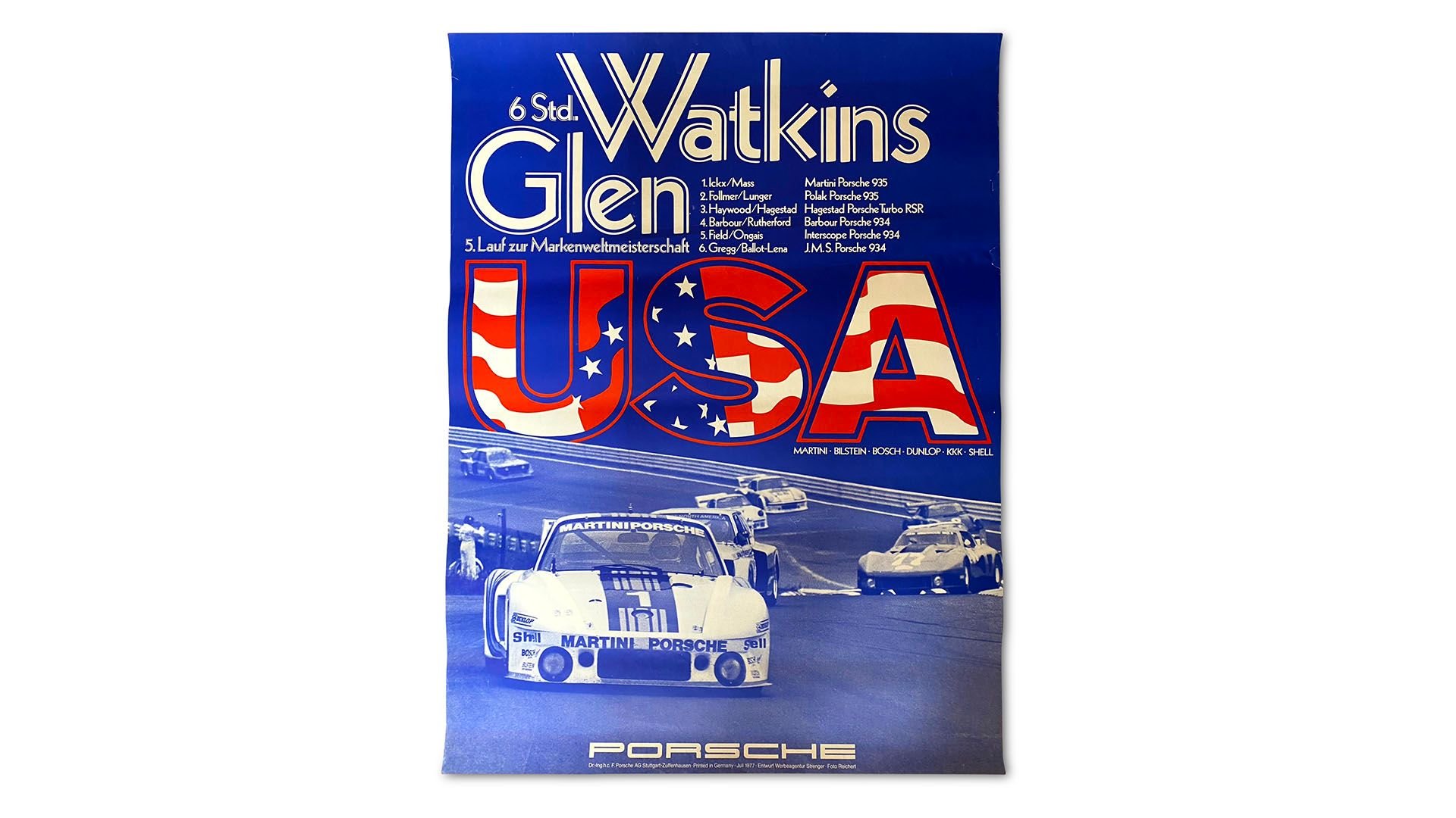 Broad Arrow Auctions | Group of 17 Porsche Factory Racing (934, 935 911 SC Rallye) and Advertising (928) Posters 1977-1979