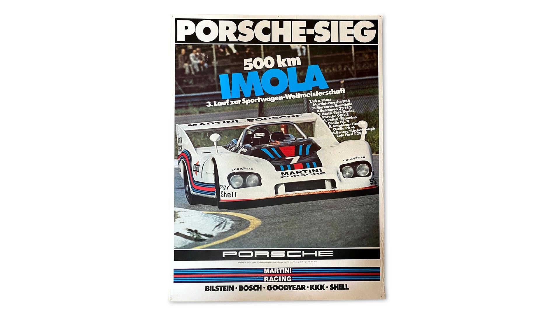 Group of 10 martini porsche 935 and 936 factory racing posters 1976