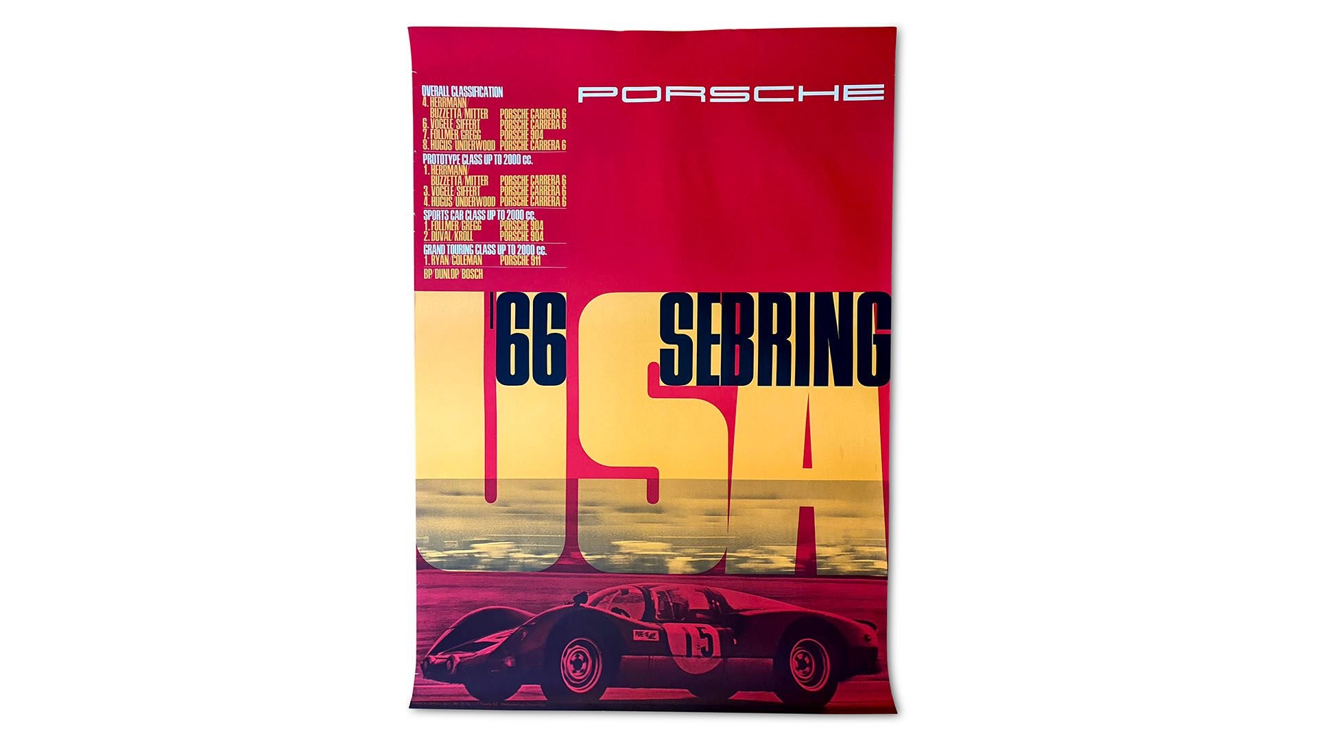 Group of 5 porsche sports racing prototype 904 906 910 bergspyder factory racing posters 1965 1967