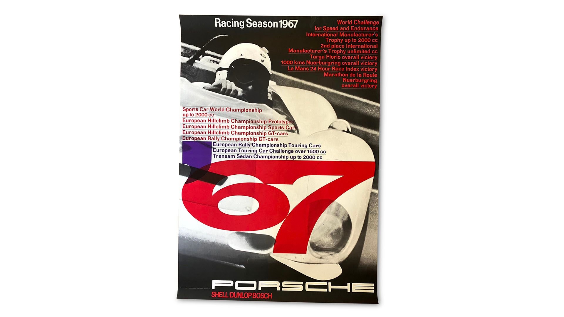 Broad Arrow Auctions | Group of 5 Porsche Sports Racing Prototype (904, 906, 910 Bergspyder) Factory Racing Posters 1965-1967