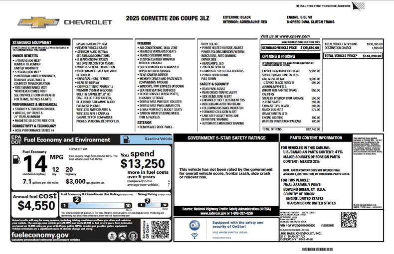 For Sale 2025 Chevrolet Corvette