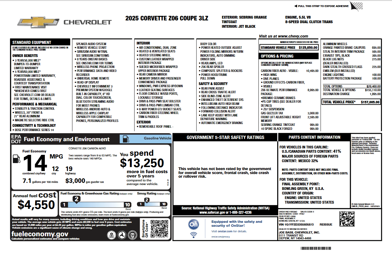For Sale 2025 Chevrolet Corvette