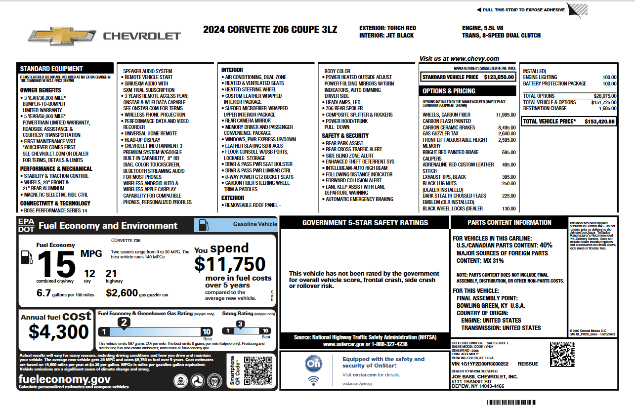 For Sale 2024 Chevrolet Corvette