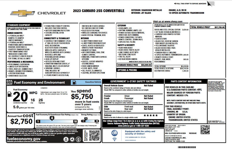 For Sale 2023 Chevrolet Camaro