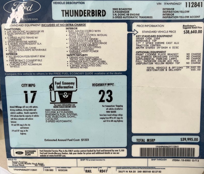 2002 Ford Thunderbird 84
