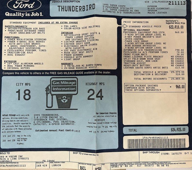 1995 Ford Thunderbird 78