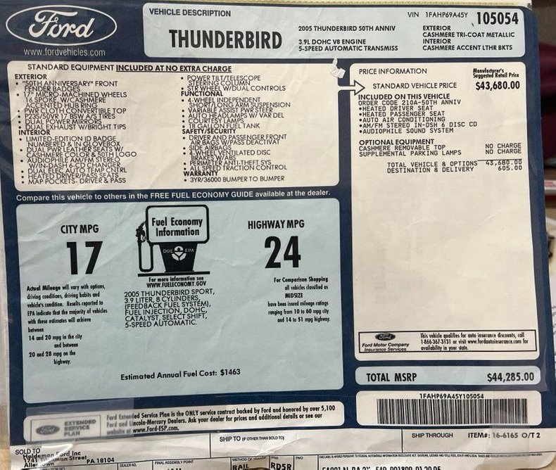 2005 Ford Thunderbird 86
