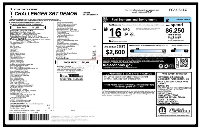 2018 Dodge Demon 98
