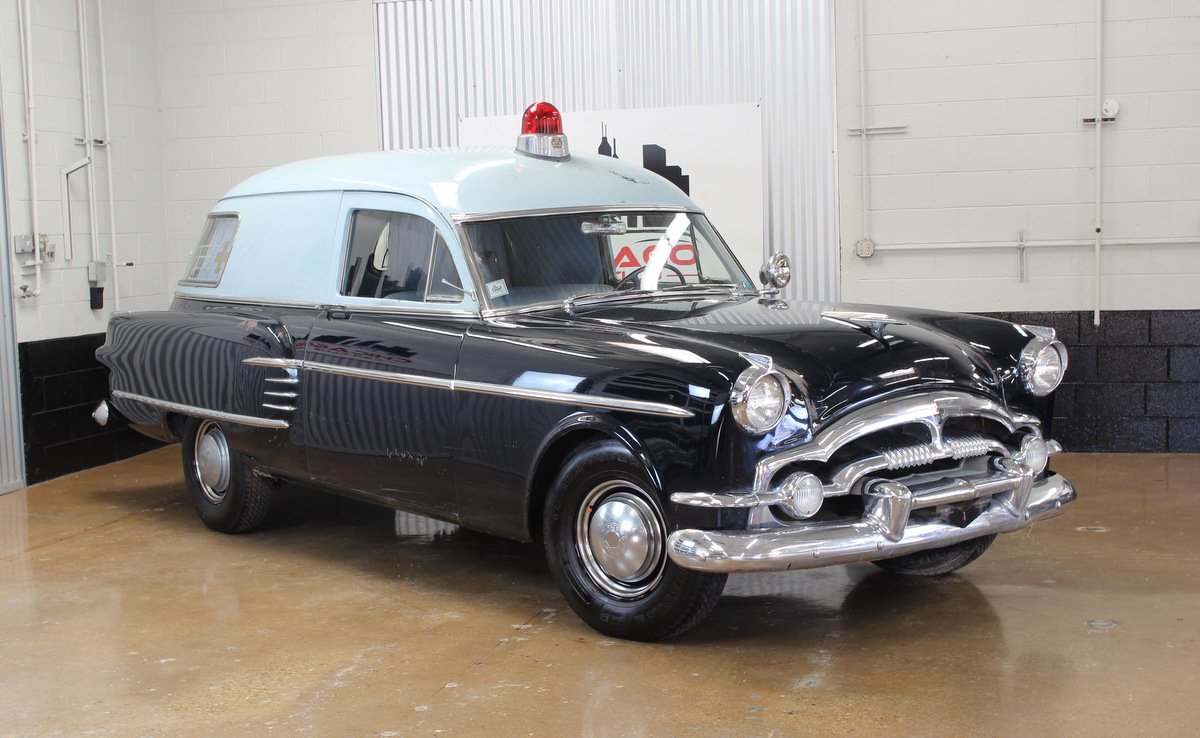 Old Photo Red/White 1953 Henney-Packard Junior Ambulance