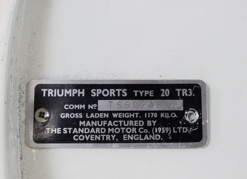 For Sale 1959 Triumph TR3a