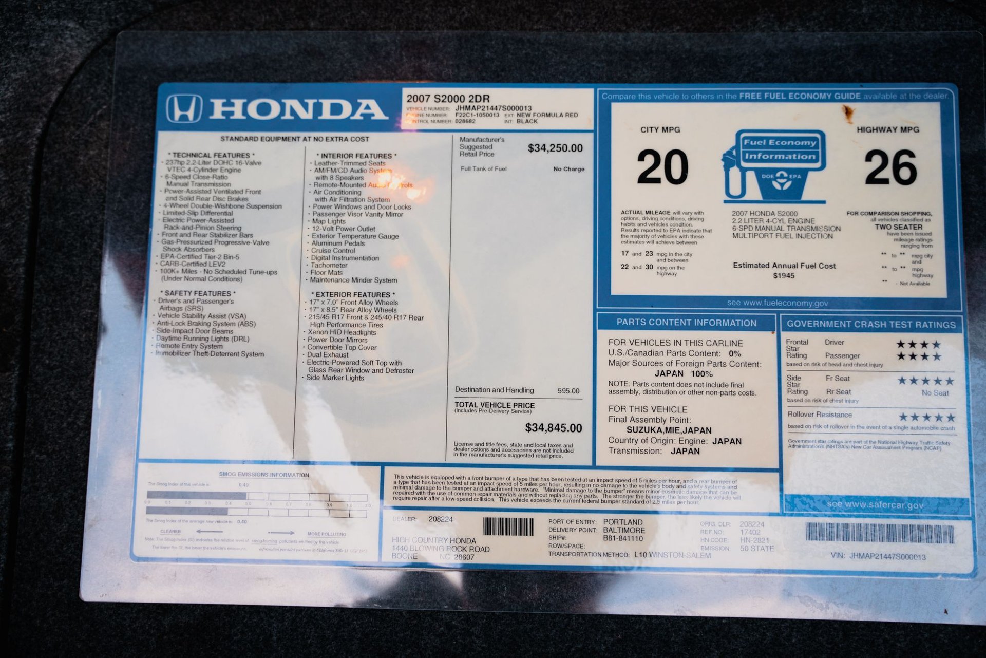 For Sale 2007 Honda S2000