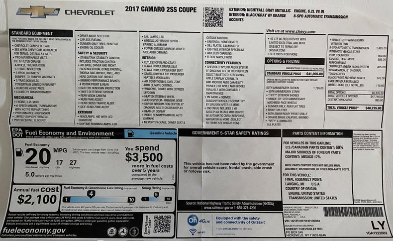 2017 Chevrolet CAMARO 50TH ANNIVERSARY