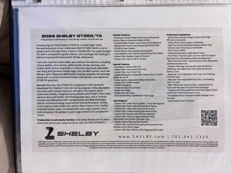 2026 Ford Mustang Shelby GT350/TA