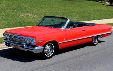 Old Print Red/White 1963 Chevrolet Impala Convertible Esquire Hardtop 