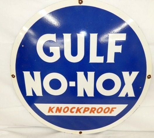 Gulf No Nox Porcelain Sign | GAA Classic Cars