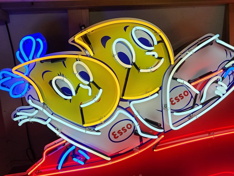 ESSO Oil Drop Boy & Girl Tin Neon Sign | GAA Classic Cars
