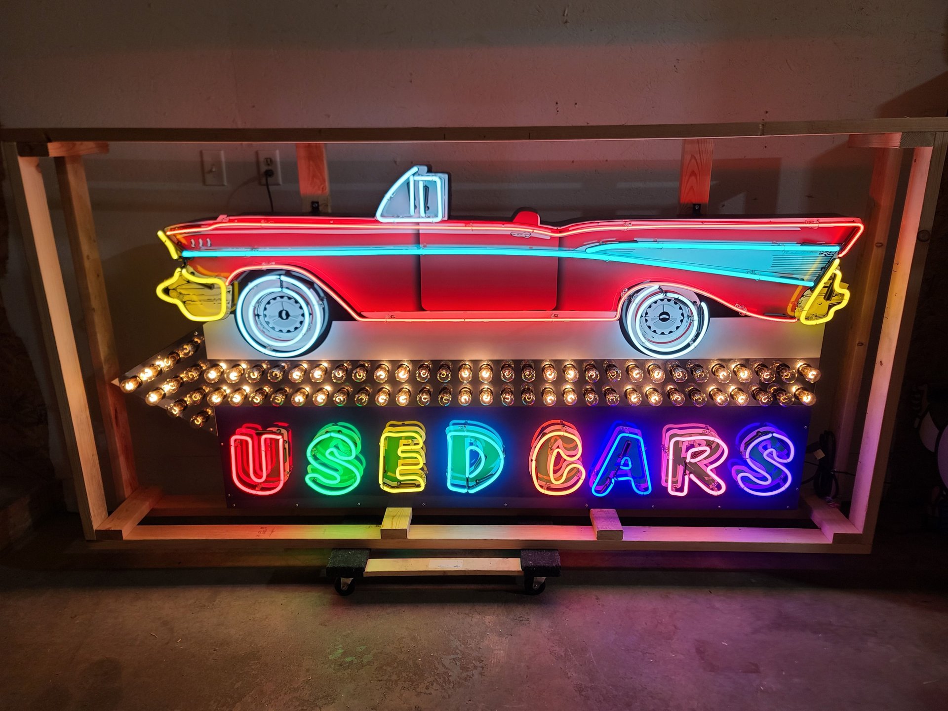 0 57 chevrolet used cars animated tin neon sign