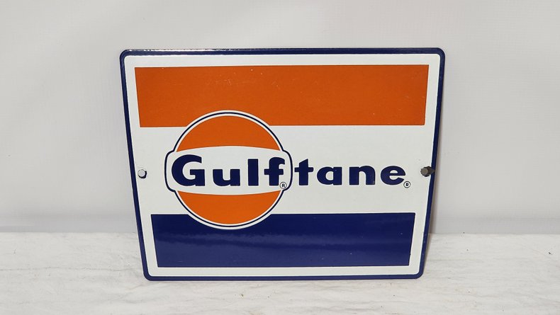 Original GULFTANE Porcelain Gas Pump Plate | GAA Classic Cars