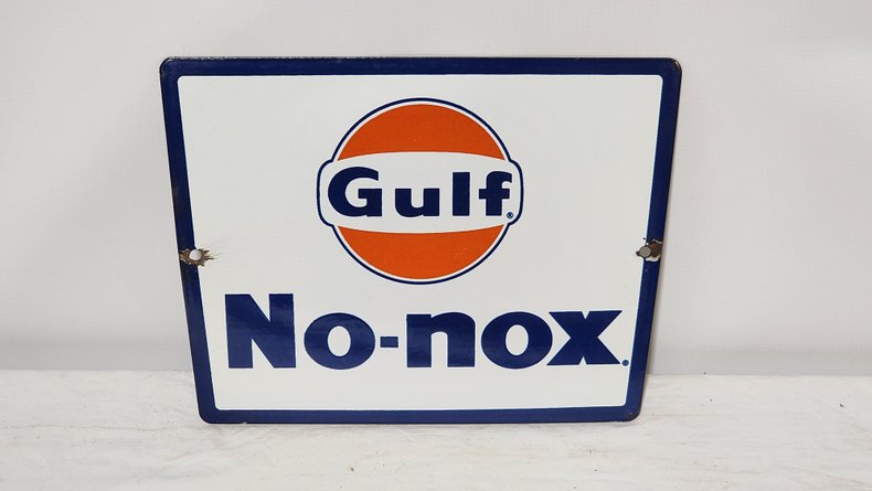 Original GULF NO NOX Porcelain Gas Pump Plate | GAA Classic Cars