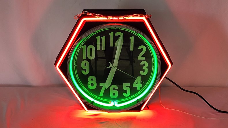 Original Cleveland 6 Sided Neon Clock | GAA Classic Cars