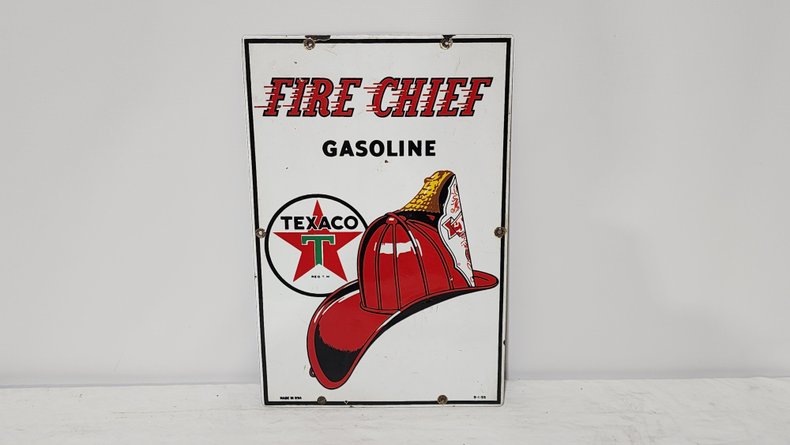 Original Texaco Fire Chief Porcelain Gas Pump Plate | GAA Classic Cars