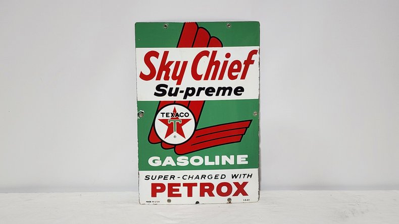 Original Texaco Sky Chief Porcelain Gas Pump Plate | GAA Classic Cars