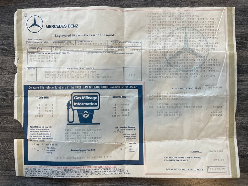 1989 Mercedes-Benz 560 SEC 186