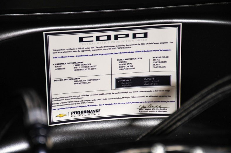 2013 Chevrolet Camaro COPO #68 OF 69 33