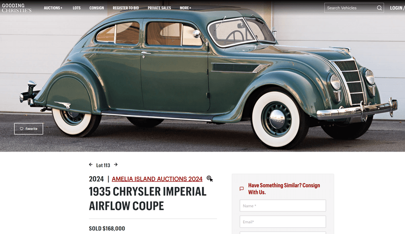 For Sale 1935 Chrysler Airflow Coupe 2 door
