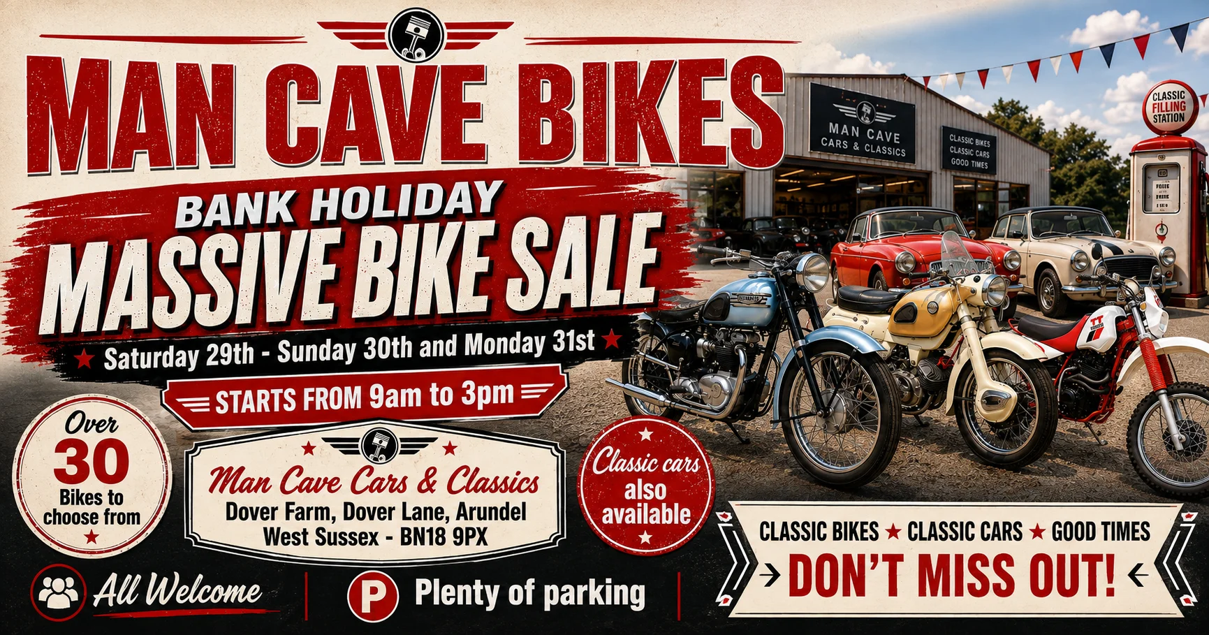 Man Cave Bikes Massive Bike Sale 29/30 & 31st of August 2026