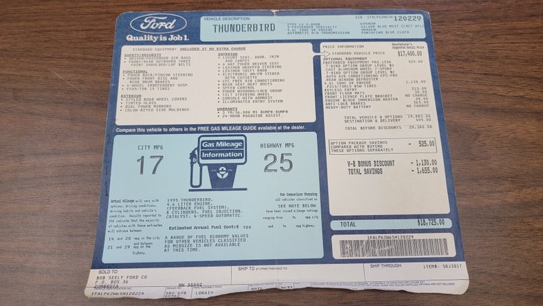1995 Ford Thunderbird 82