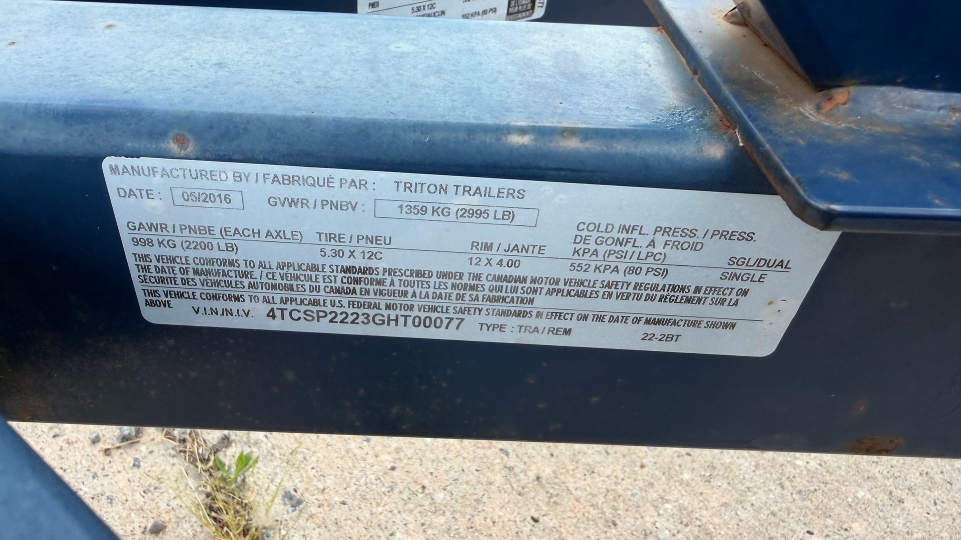 For Sale 2016 Triton TB 22 Trailer