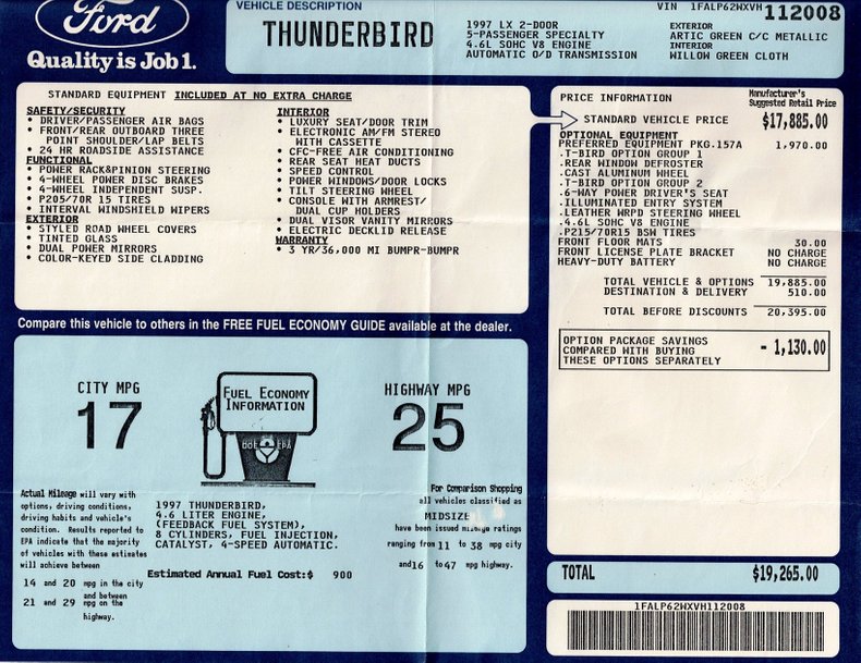 1997 ford thunderbird