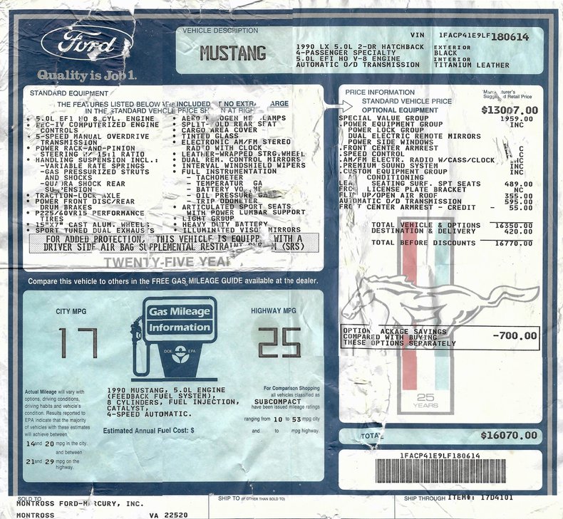 1990 ford mustang lx