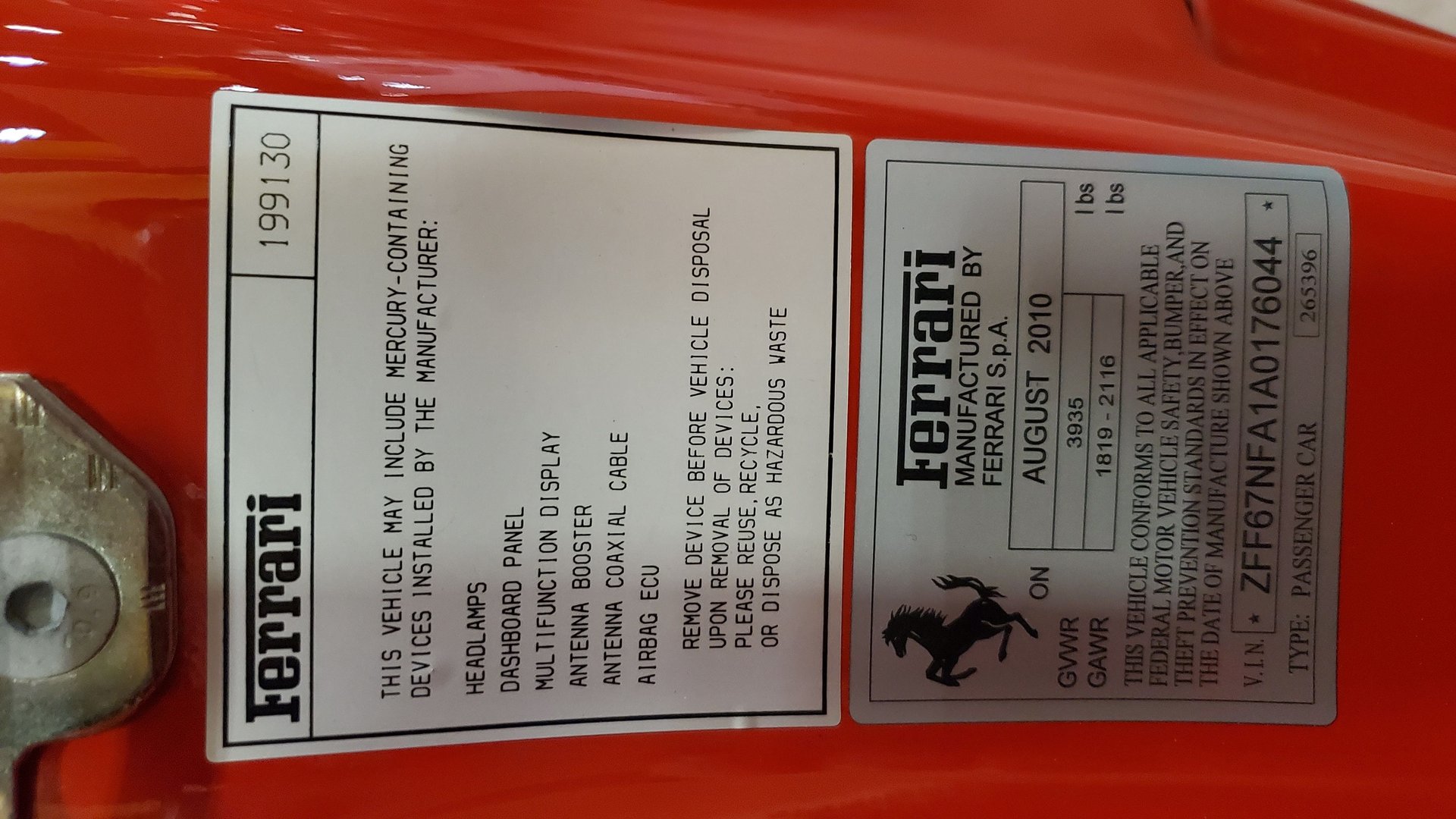 For Sale 2010 Ferrari 458 Italia