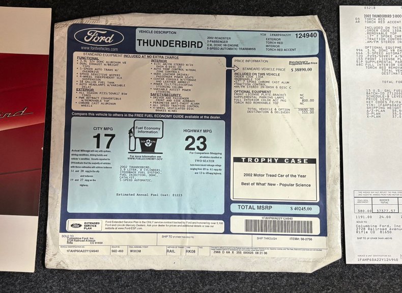 For Sale 2002 Ford Thunderbird