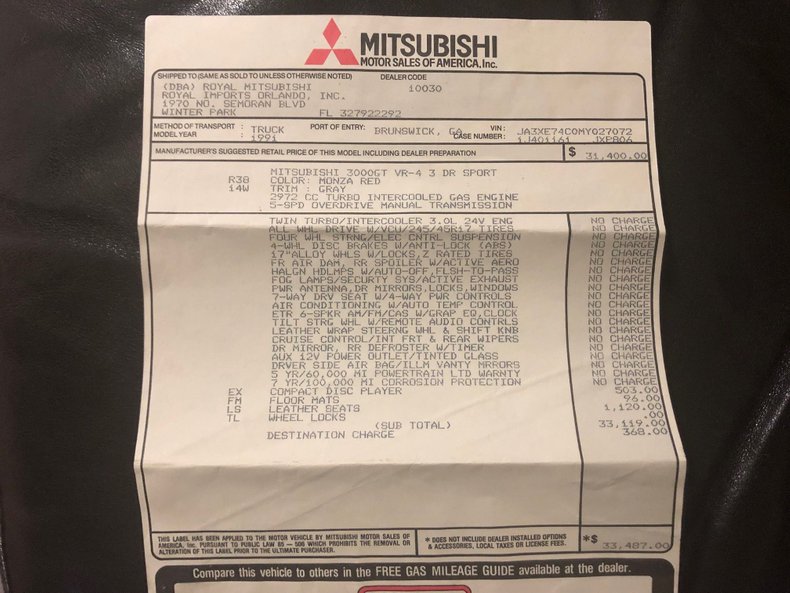 For Sale 1991 Mitsubishi 3000GT VR4