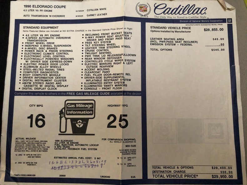 For Sale 1990 Cadillac Eldorado