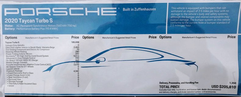For Sale 2020 Porsche Taycan