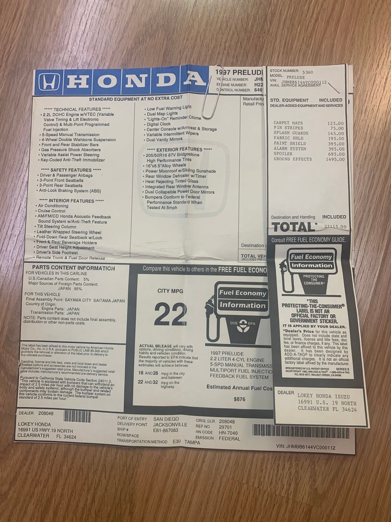 For Sale 1997 Honda Prelude