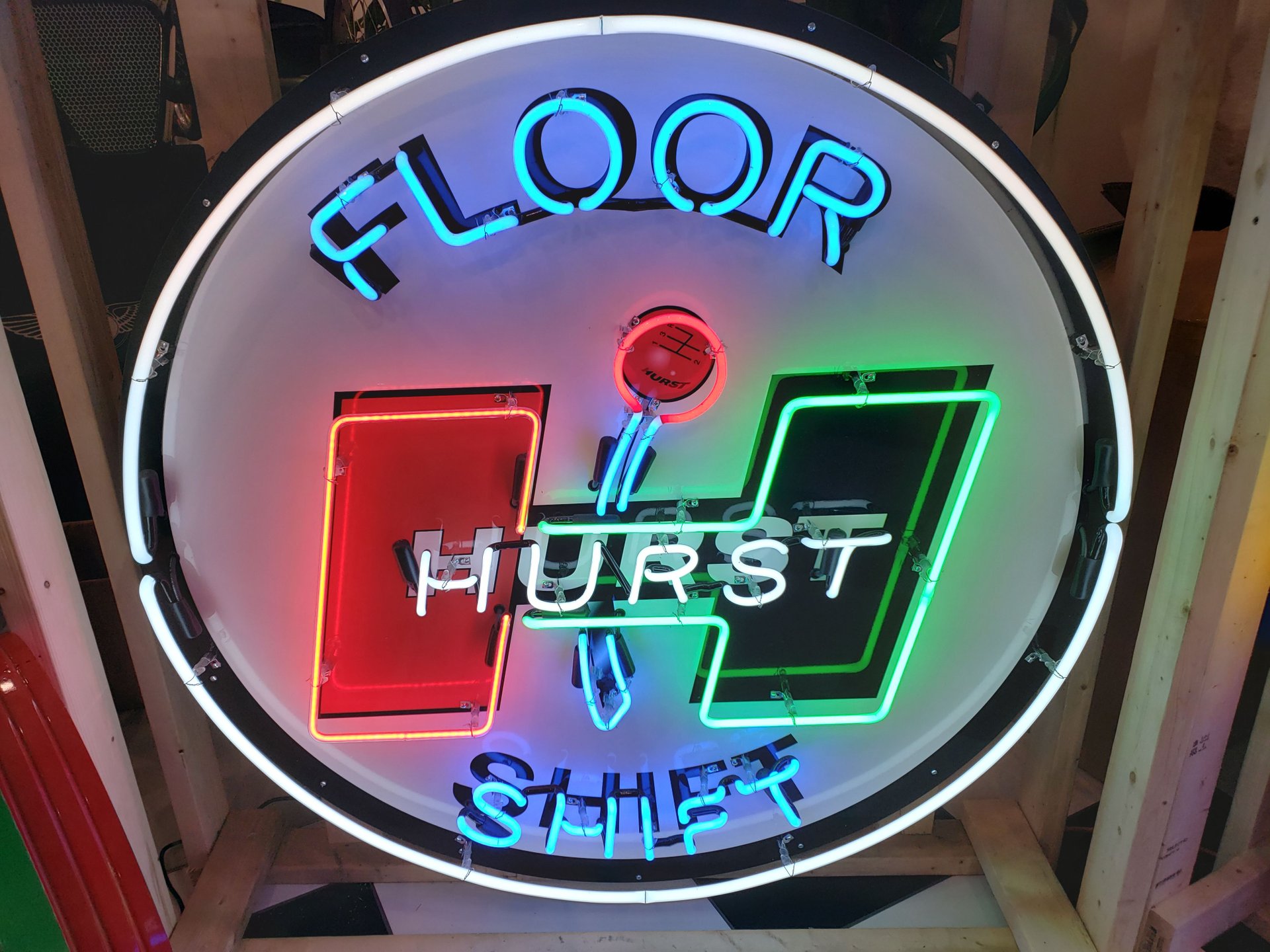 Hurst floor shift tin neon sign