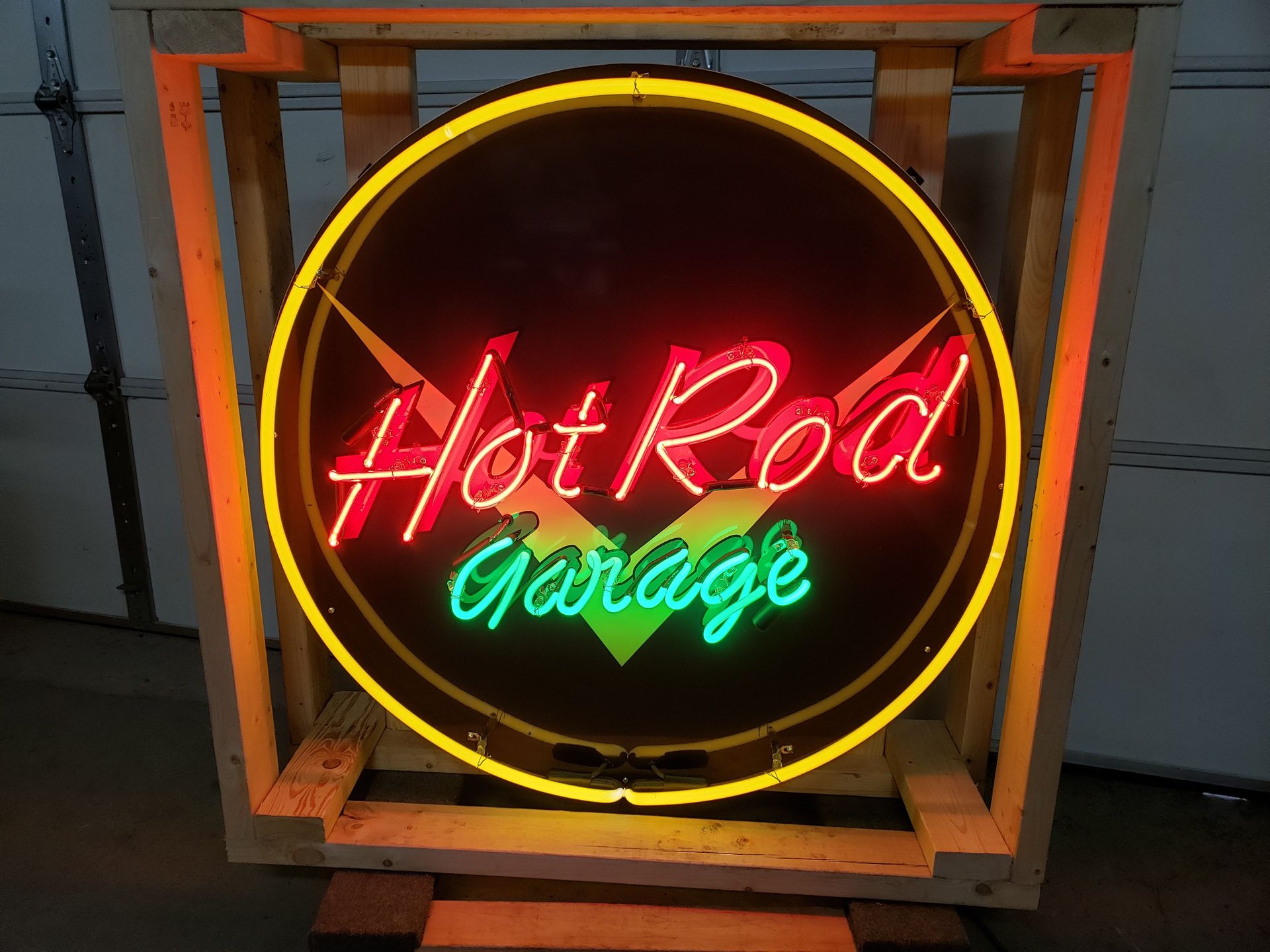 Hot rod garage tin neon sign