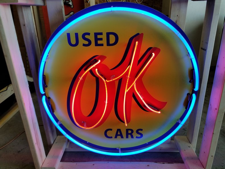  OK Used Cars Tin Neon Sign