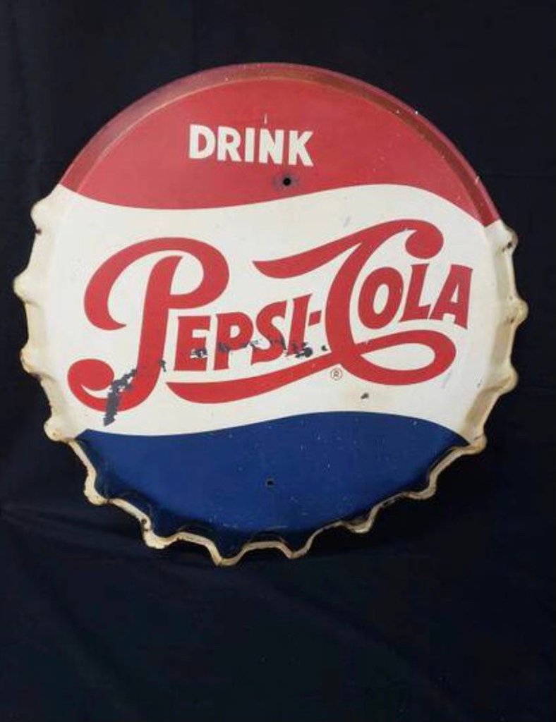 1963 Stout Sign Pepsi Bottle Cap Sign