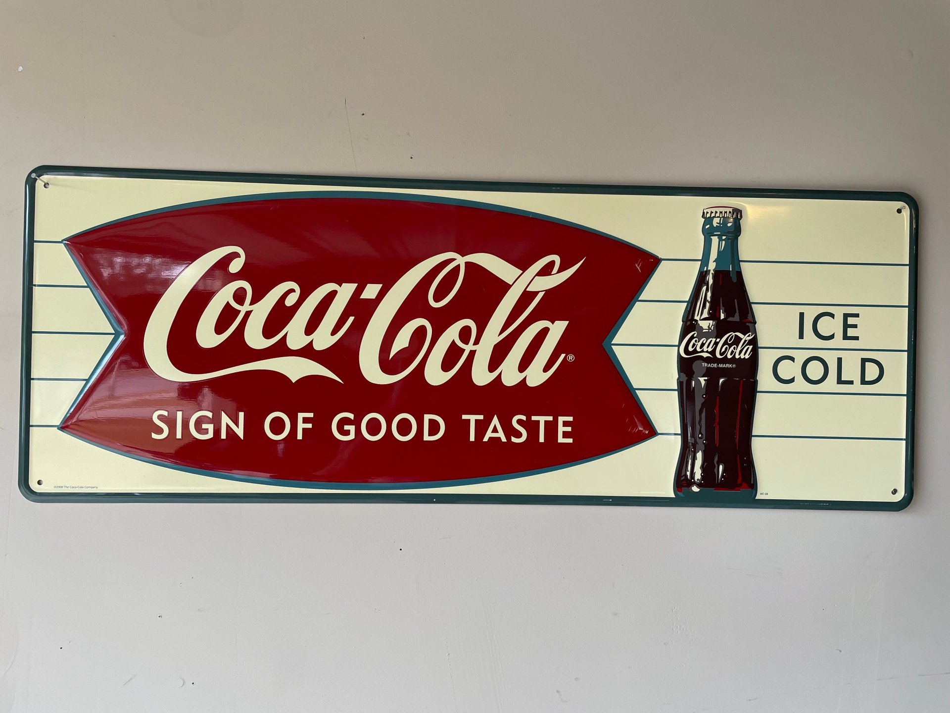 Vintage coca cola fishtail sign