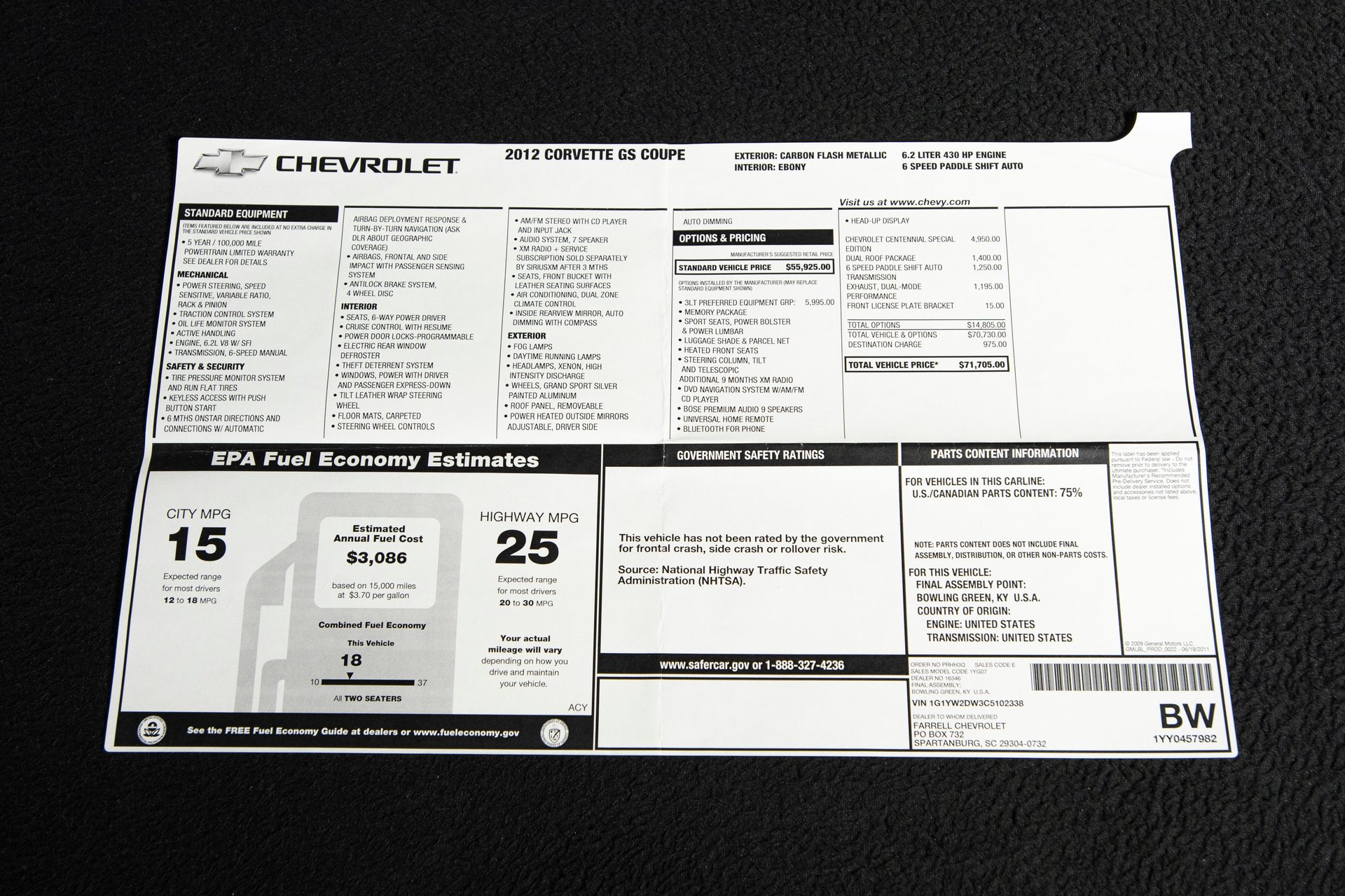 For Sale 2012 Chevrolet Corvette